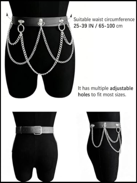 Gothic Leather Waist Harness Belt Punk Adjustable Body Belt Rave Accessory main image 4